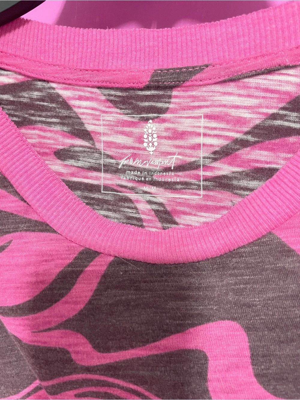 Free People Pink and Gray Wave-Print Tank Top